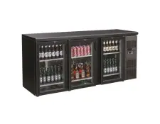 drankenkoeler | 3 glazen deur | zwart | led verlichting | 537 liter | slechts 86 cm hoog